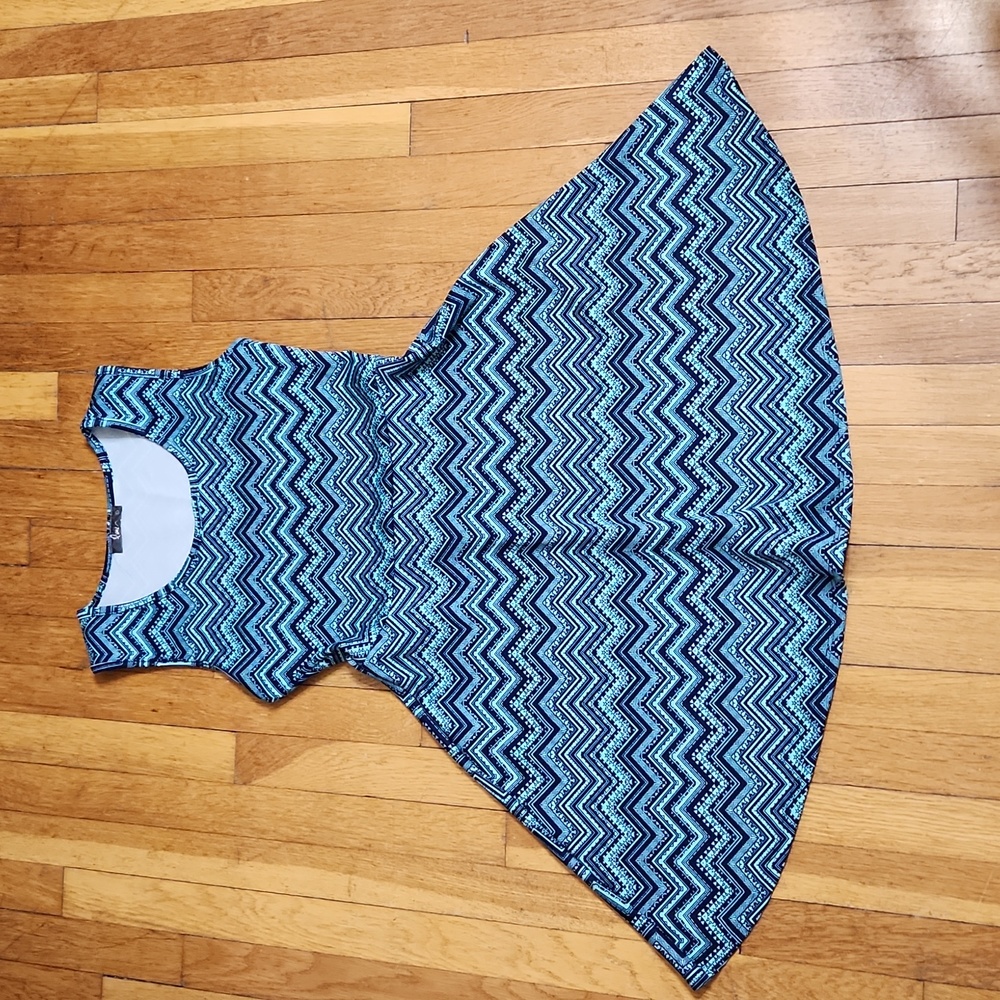 Pime Womens Large Zigzag Teal Dress